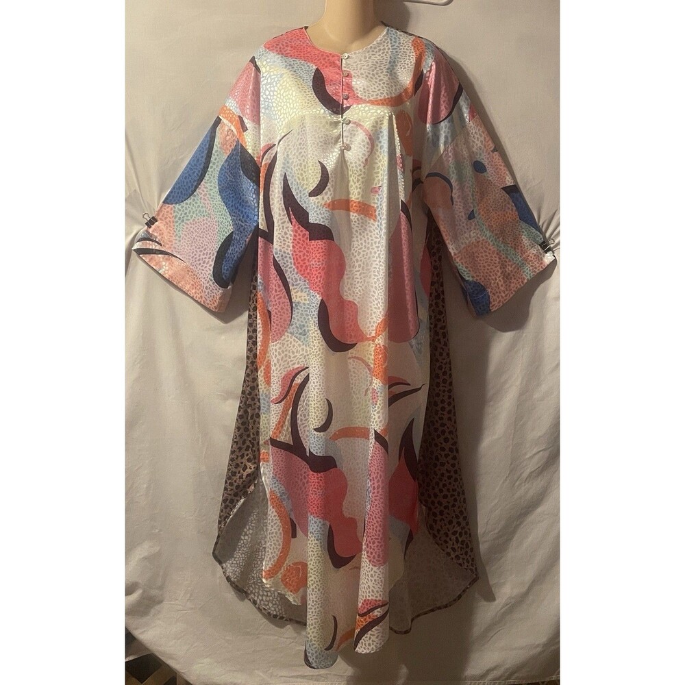 NEVER FULLY DRESSED Mixed Prints Art to Wear Leopard Maxi Duster Caftan Womens 6